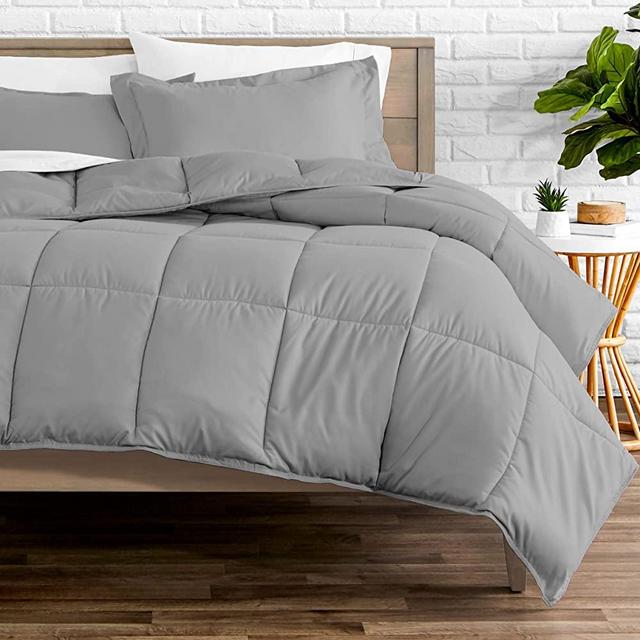 Bare Home Comforter Set - Oversized Queen - Goose Down Alternative - Ultra-Soft - Premium 1800 Series - Hypoallergenic - All Season Breathable Warmth (Oversized Queen, Light Grey)
