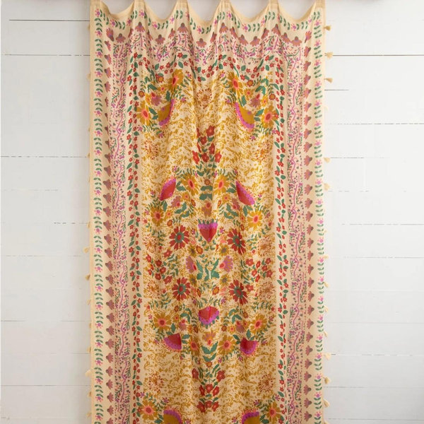Printed Curtain Panel - Coral Jade Motif