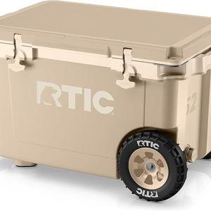 RTIC 52 Quart Ultra-Light Wheeled Hard Cooler Insulated Portable Ice Chest Box for Beach, Drink, Beverage, Camping, Picnic, Fishing, Boat, Barbecue, 30% Lighter Than Rotomolded Coolers