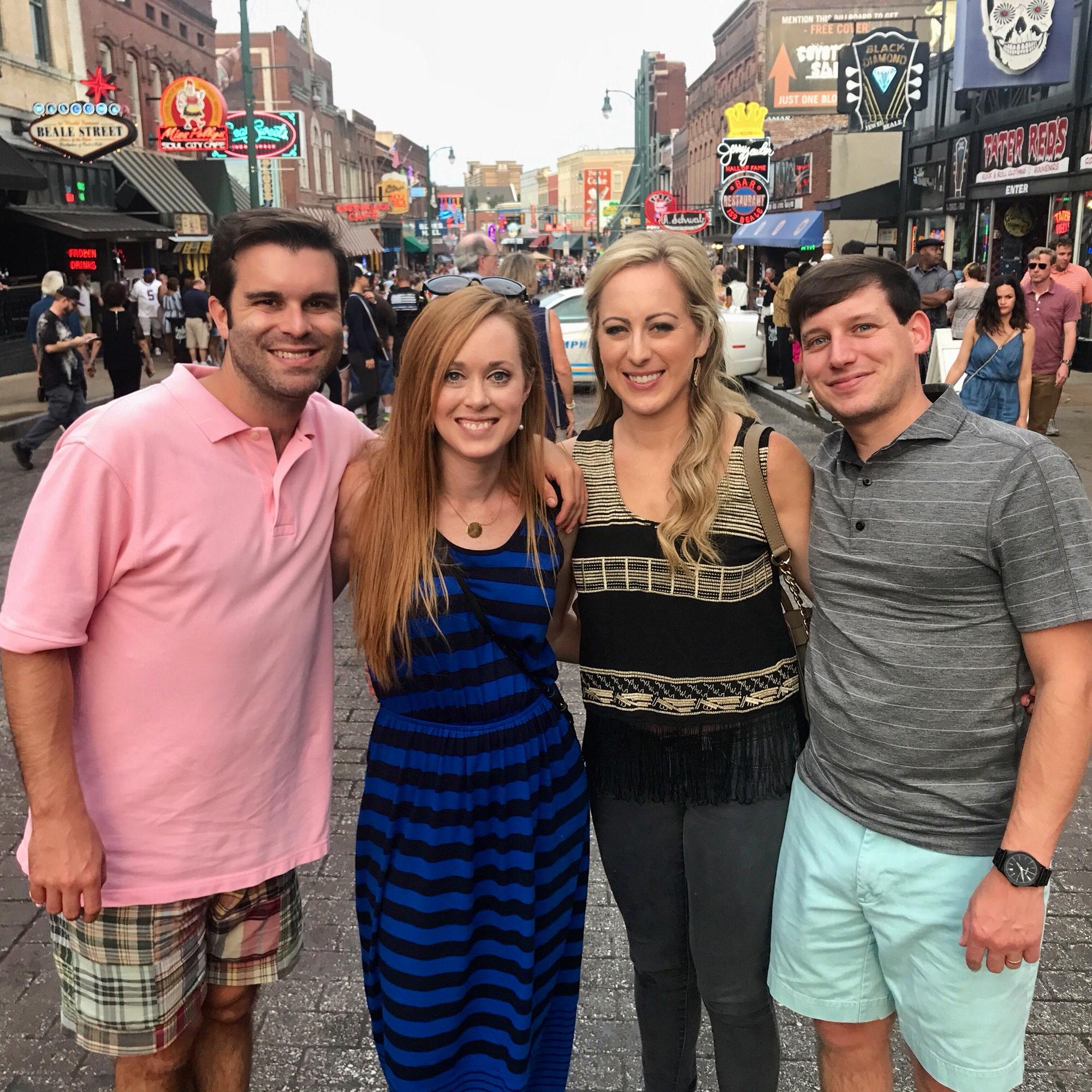 August 2017- Memphis, TN - on Beale Street with friends before seeing James Taylor in concert.