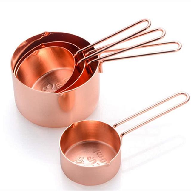 BWONE Measuring Cups Set of 4 Stackable Stainless Steel Measuring Cups Kitchen Measuring Cups Set Measure Cup for Cooking Baking