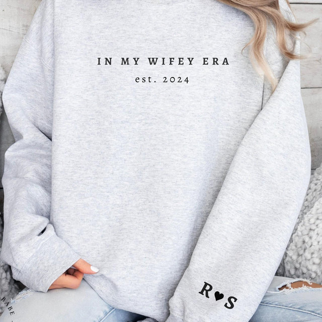 Minimalistic In My Wifey Era Sweatshirt, Personalized Wifey Sweatshirt, Gift for Bride, Bridal Shower Gift for Bride, Bride to Be Gift