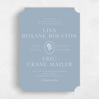 Blue Ticket Wedding Invitation - Grandiflora Portrait