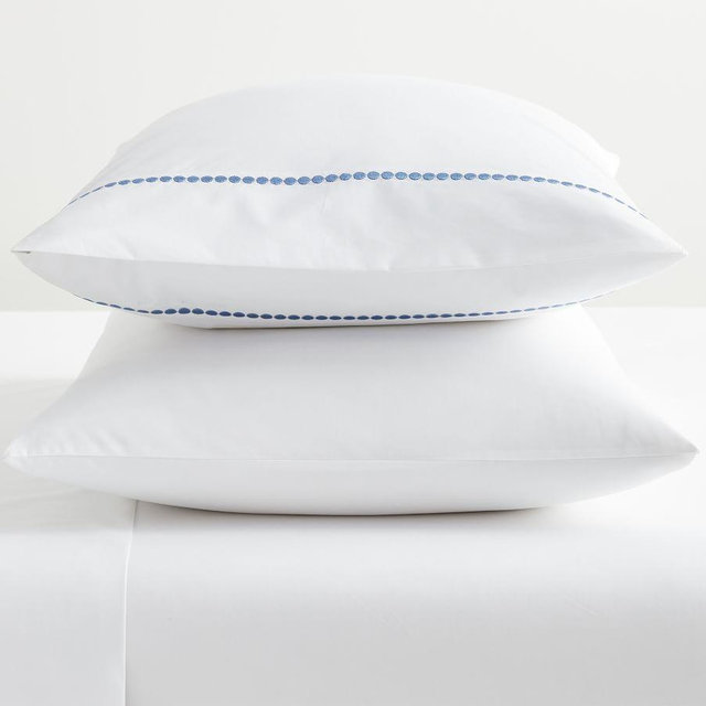 Pearl Organic Percale Pillowcases, Chambray, King, Set of 2