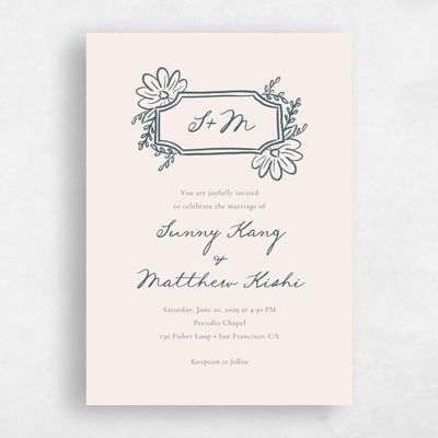 Linen, Beige Wedding Invitation - Katinka Portrait