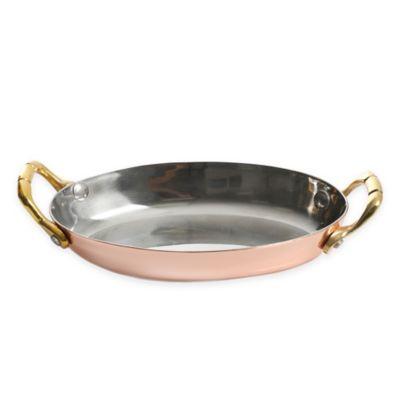 Artisanal Kitchen Supply™ 6-Inch Copper-Plated Stainless Steel Oval Au Gratin Pan