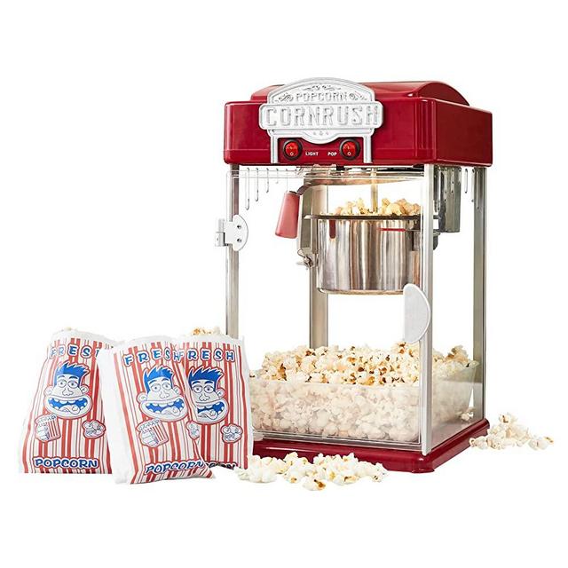 Popcorn Popper Machine-4 OZ Vintage Professional Popcorn Maker Theater Style with Nonstick Kettle Warming Light and Serving Scoop. (Red)…