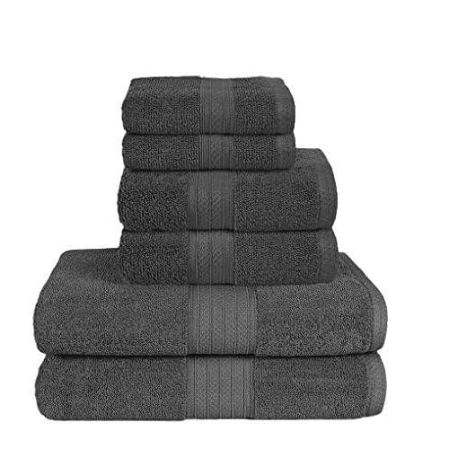6 Piece Towel Set 100% Ring Spun Cotton, 2 Bath Towels 27x54, 2 Hand Towels 16x28 and 2 Washcloths 12x12 - Ultra Soft Highly Absorbent Machine Washable Hotel Spa Quality - Shower Quick Dry Towel Sets