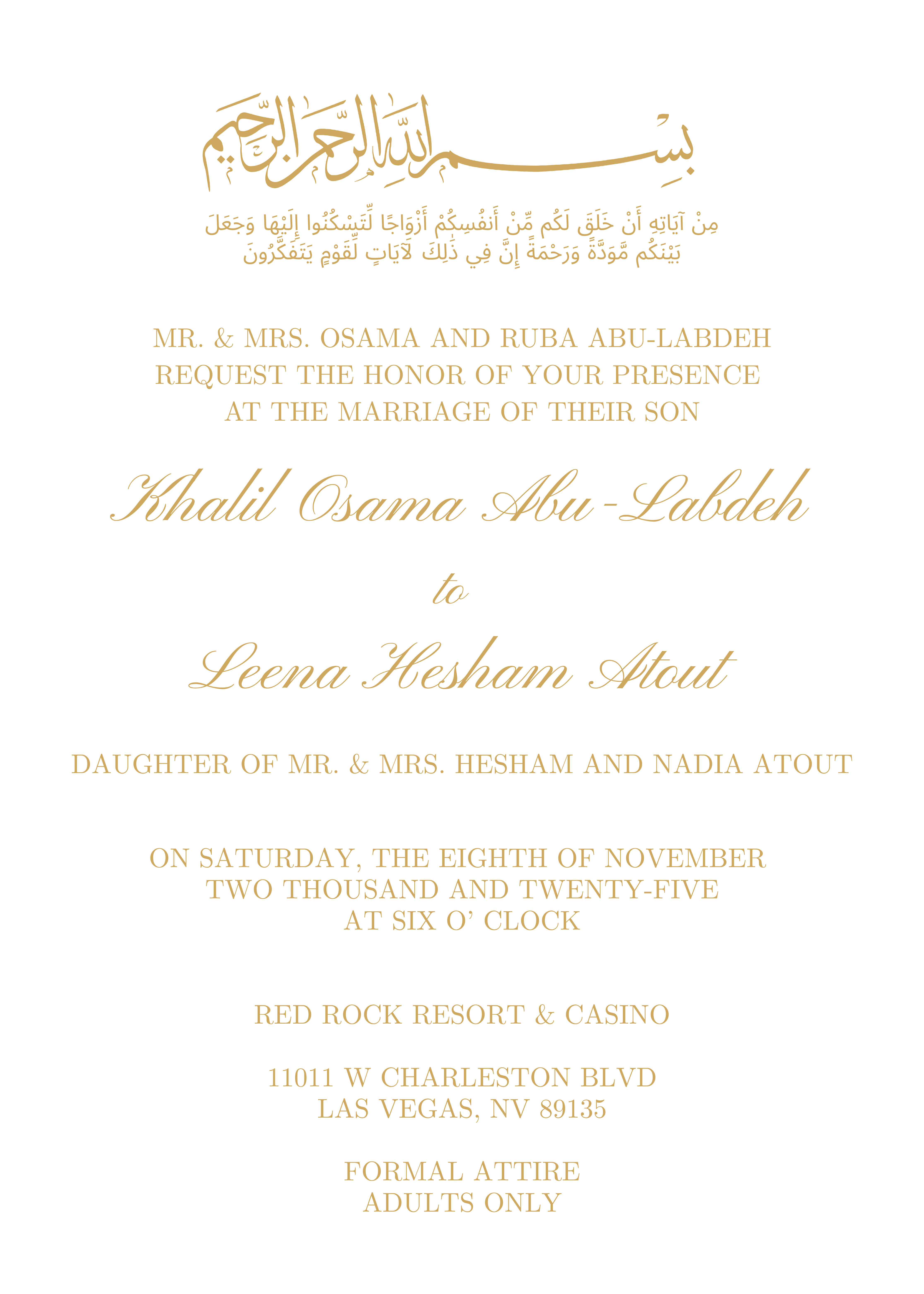 The Wedding Website of Leena Atout and Khalil Abu-Labdeh