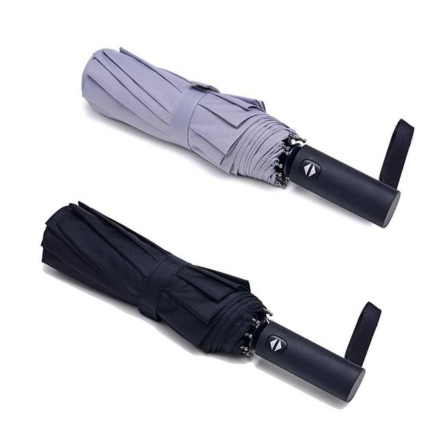 PFFY 2 PACKS Travel Umbrella Windproof 10 RIBS Auto Open & Close Collapsible Folding Small Compact Umbrella for Rain