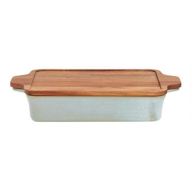 Sage Green Reactive Glaze Baker with Trivet Lid