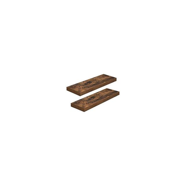 VASAGLE Set of 2 Wall Shelf Vintage Floating Shelf 23.6 Inch Hanging Shelves Wall Mounted Rustic Brown