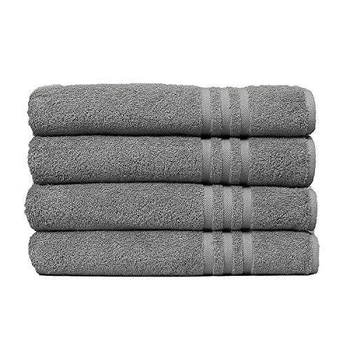 ECO TOWELS Premium Hotel & Spa Bath Towel Cotton, 30" x 56",Set of 4 (Grey)