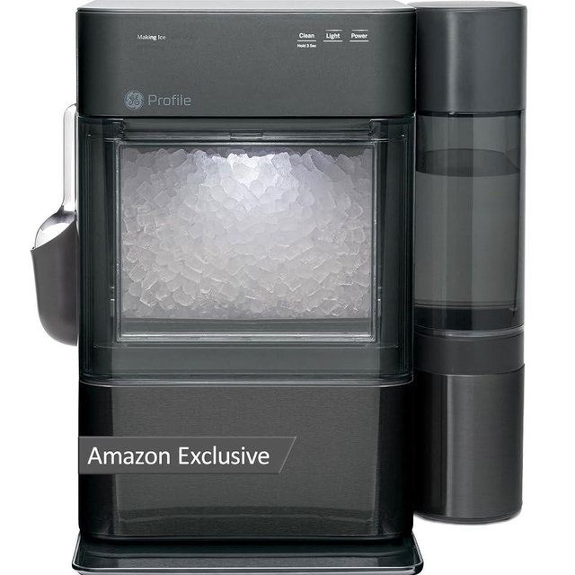 GE Profile Opal Ultra Countertop Nugget Ice Maker, 1 Gallon XL Side Tank, 38 lbs/Day, *Amazon Exclusive* Nugget Pellet Ice Machine, Scoop Included, WiFi Smart Connected, Black Stainless Steel
