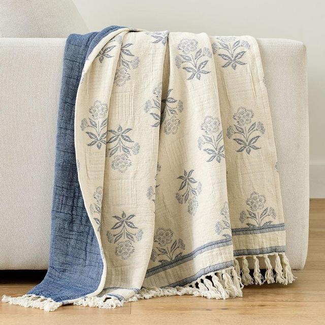 Kona Jacquard Throw, Chambray, 50" x 60"
