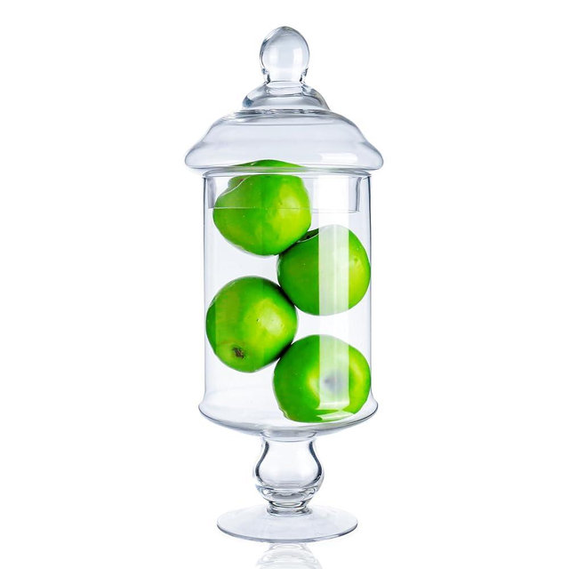 Diamond Star Clear Glass Apothecary Jar Decorative Candy Buffet Jars Elegant Glass Storage Containers (Height: 15" Body: 6.5")