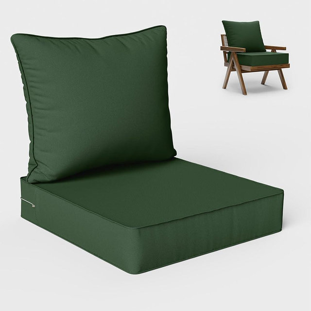 Kimunuk Outdoor Seat Cushion Set 22 L X 24 W X 4 H Inch Waterproof & Fade Resistant Patio Furniture Cushions with Removable Cover with Non-Slip Pads and Straps for Sofa Chairs, Chairs