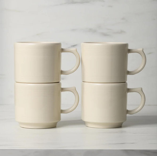 Linen 16 OZ Set of 4 Stackable Mug Set