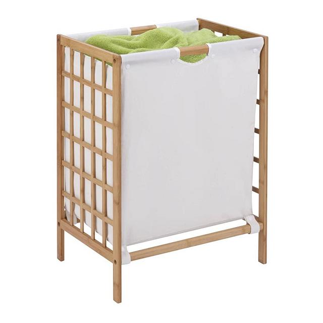 Honey-Can-Do HMP-03770 Bamboo Laundry Hamper with Natural Liner, 16 by 13 by 25-Inch