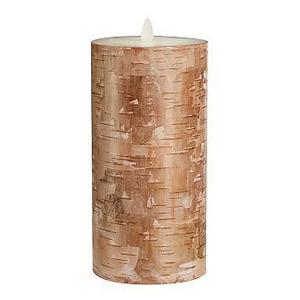 Flameless Flickering Birch Painted Wax Pillar Candle, 4 x 8"