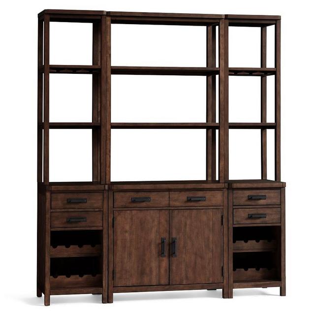 Mateo Bar, Double Cabinet + Double Hutch, 2 Wine Cabinets + 2 Single Hutches, Salvaged Black