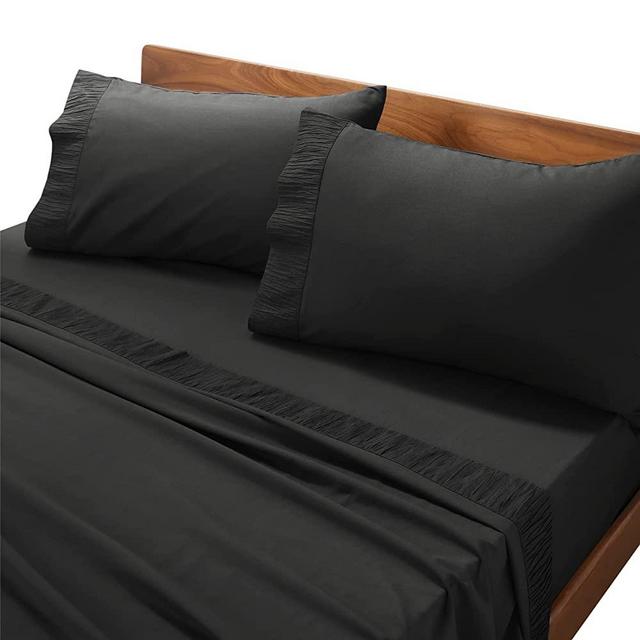 Bedsure Black King Size Sheets Set - Soft 1800 King Bed Sheets, 4 Pieces Microfiber Sheets for King Size Bed