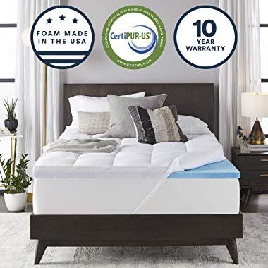 Sleep Innovations Gel Memory Foam 4-inch Dual Layer Mattress Topper King, Made in the USA with a 10-Year Warranty