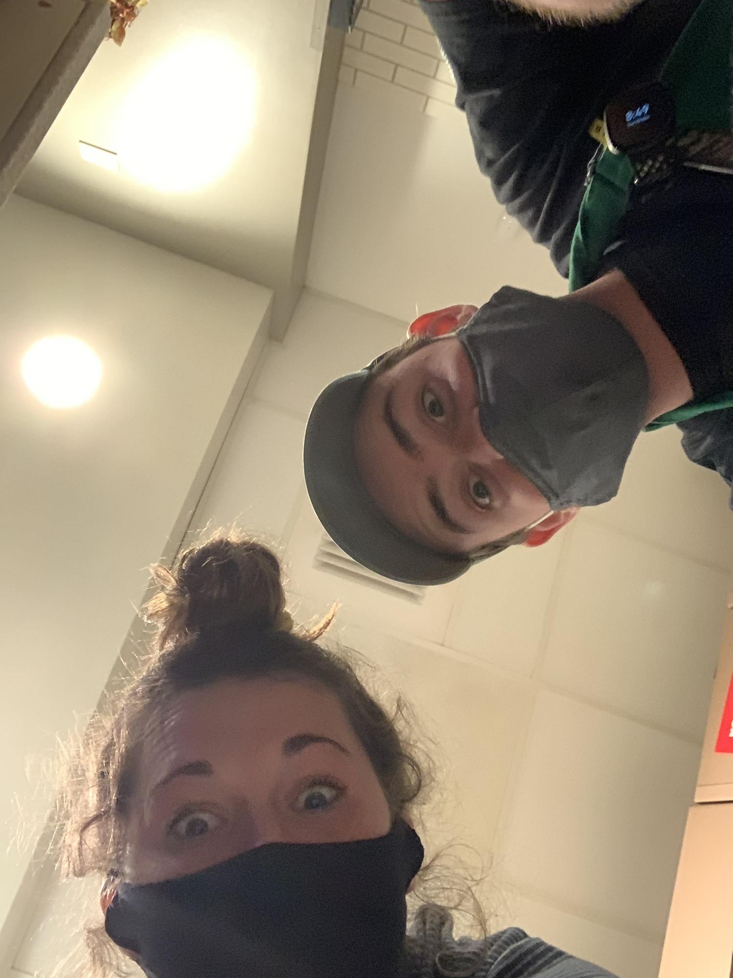 our first photo together when we started closing every night at starbucks!