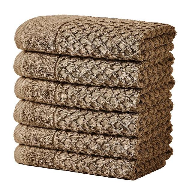 Great Bay Home Brown Hand Towels - 100% Cotton 6 Pack 26x16 Hand Towel Set - Absorbent, Durable, Quick-Dry Towels for Bathroom (Mocha)