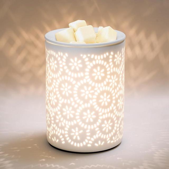 Floral Wax Melts Warmer, Ceramic Wax Warmer for Scented Waxes, Fragrance Oil WaxMelter, Electric Waxes Burner for Home Decor, Yoga, Bath, Relaxing Spa Gifts for Women