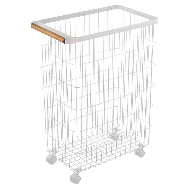 Tosca Slim Rolling Laundry Basket, White