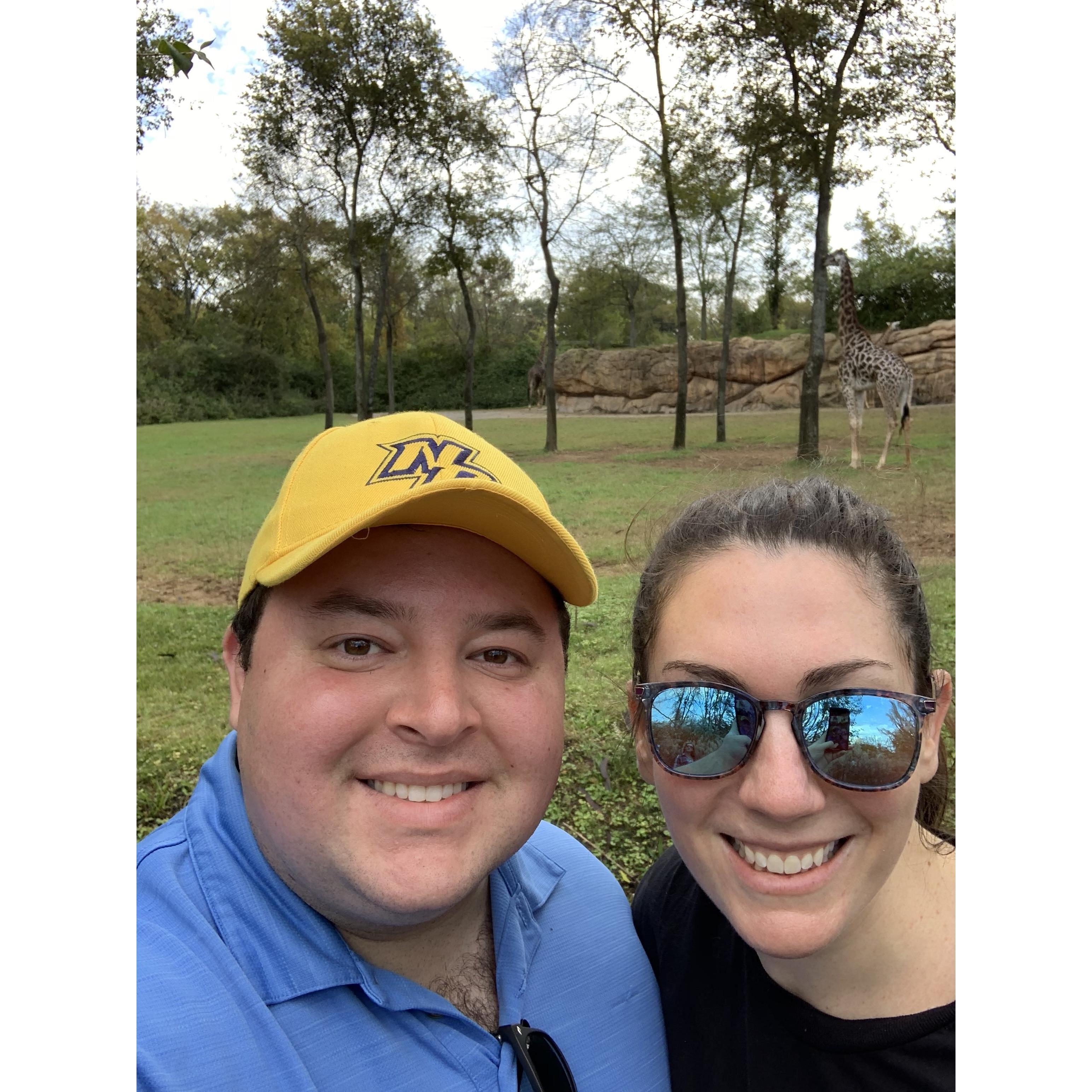 Visiting the giraffes at the Nashville Zoo