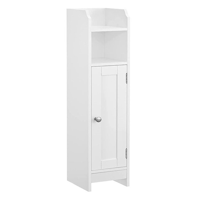 VASAGLE Small Bathroom Storage Corner Floor Cabinet with Doors and Shelves, Toilet Paper Holder, Bathroom Storage Organizer, Narrow Bathroom Toilet Paper Storage Cabinet, White UBBC310W01