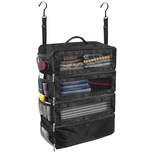 Olosar Suitcase Organizer, Travel Luggage Organizer Portable Hanging Travel Shelves Collapsible Hanging Packing Cubes for Carry on Suitcase