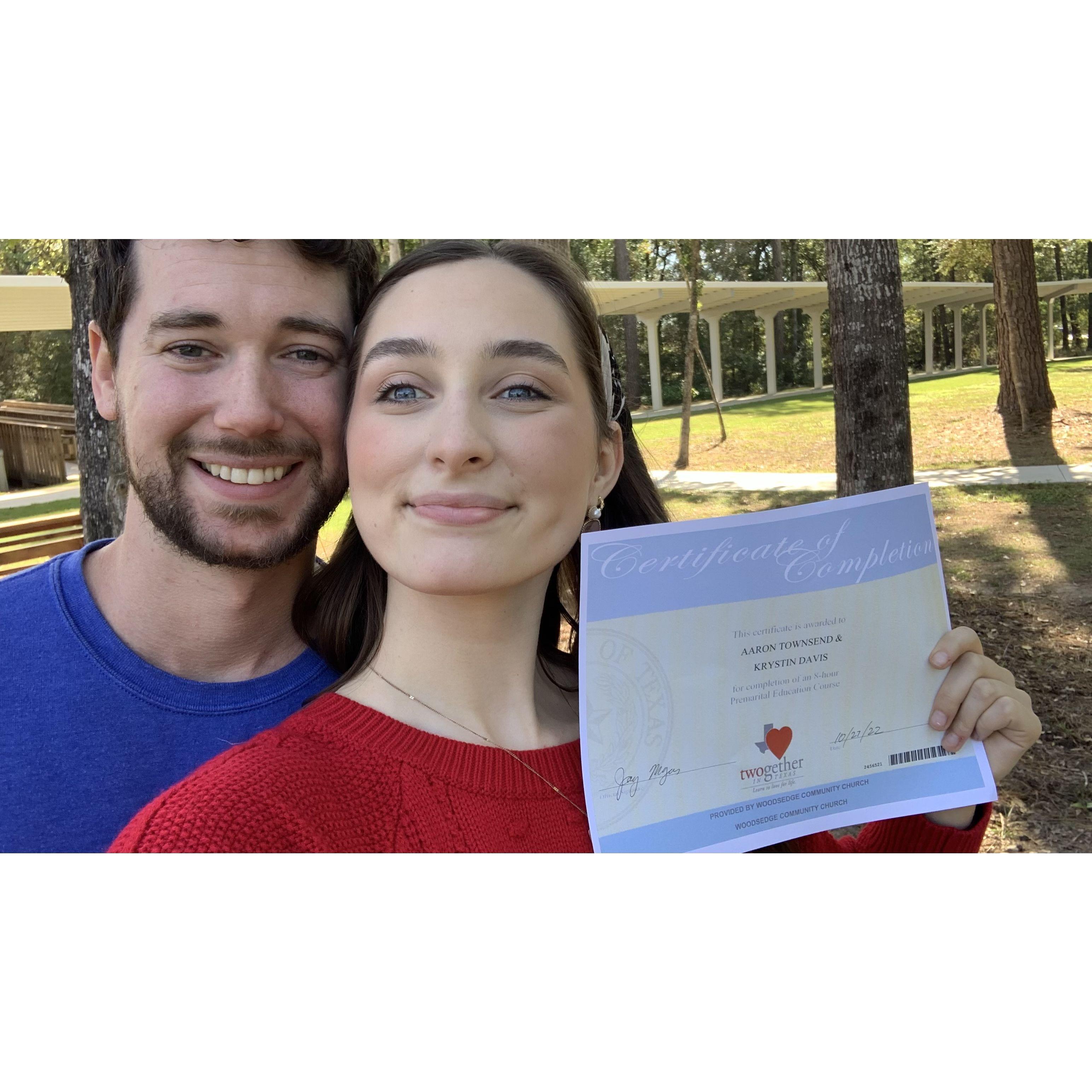 Finishing our 8 week Premarital Class "Merge"