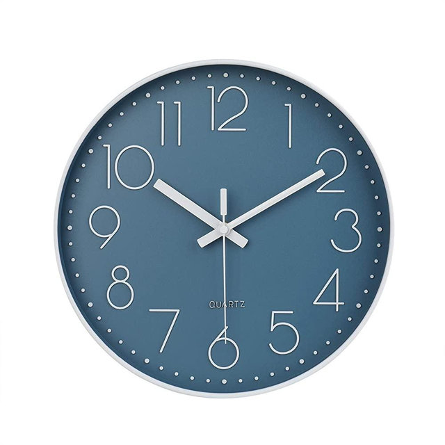 12 Inch Silent Non-Ticking Battery Operated Quality Quartz Round Wall Clock Modern Decor Clock for Home Office Bedroom (Cerulean Color)