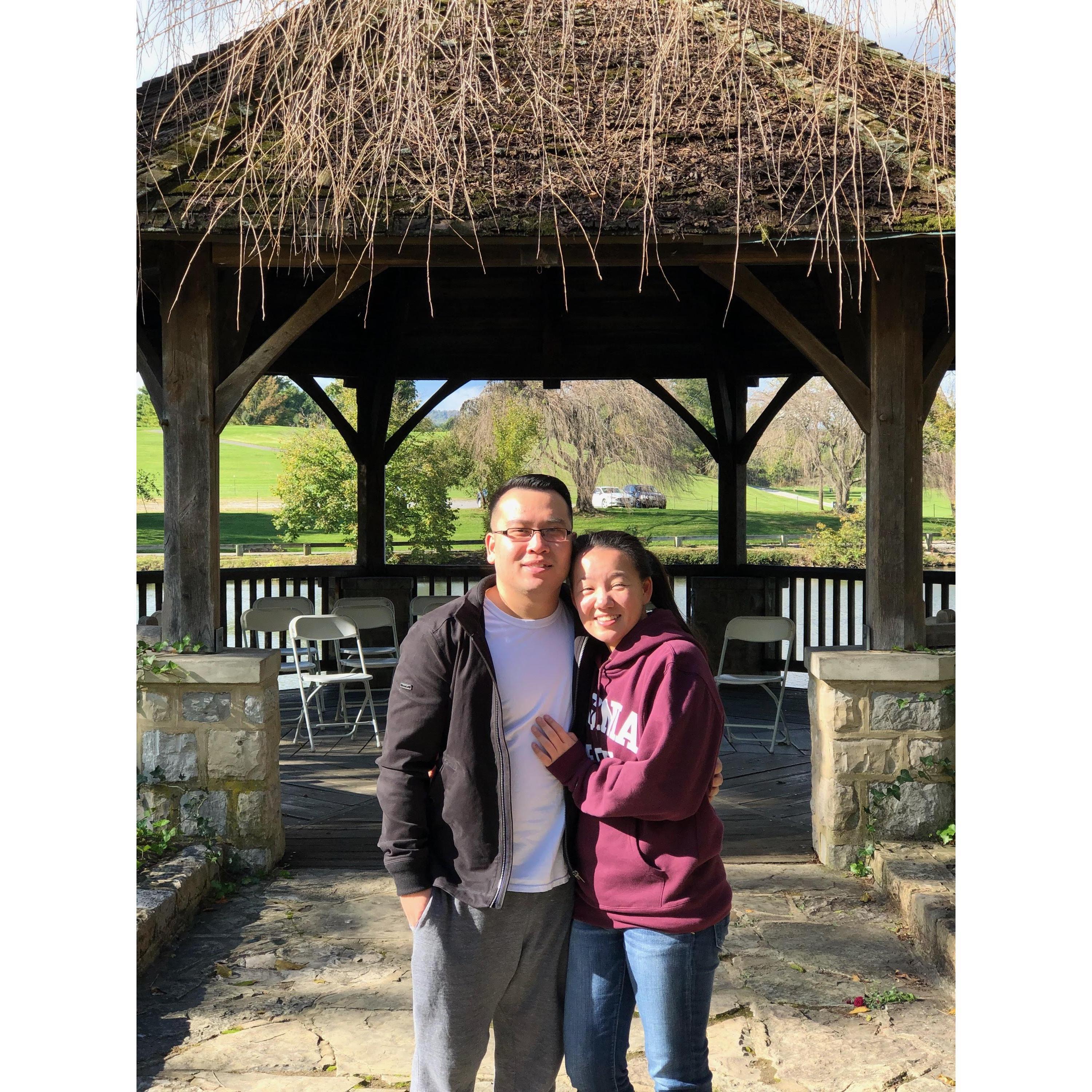 2018 - Duck Pond at Virginia Tech. The same spot we would get engaged a year later!