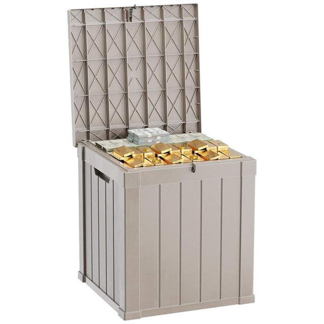 GYMHILL Outdoor Deck Box Waterproof Resin Storage Box with Lockable Indoor Outdoor Storage Bin for Patio Cushions,Patio Furniture, Gardening Tools,Pool Accessories (50 Gal Grey)