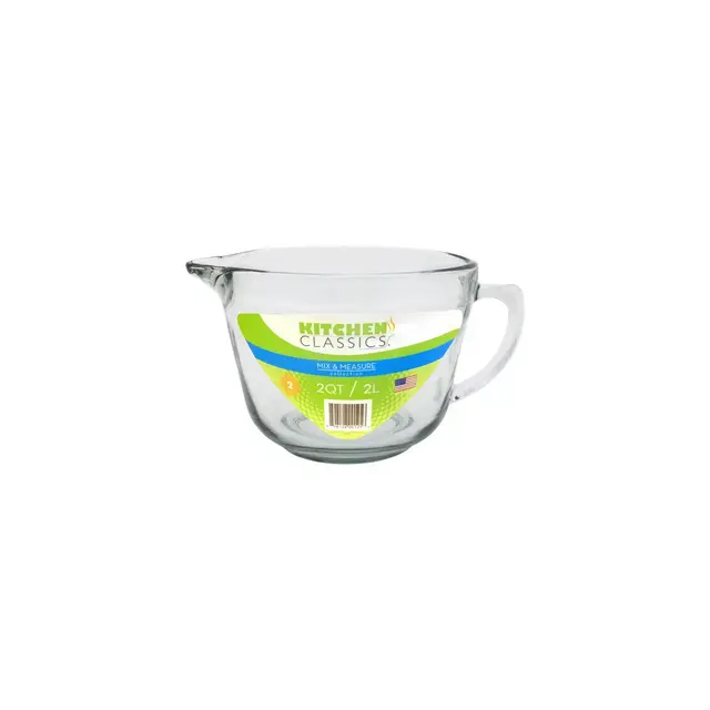 Kitchen Classics Mix & Measure, Glass Clear Measure Batter Bowl - Case of 4 - 8 cups