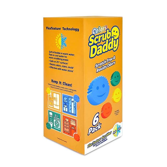 Scrub Daddy Sponge Set - Colors - Scratch-Free Scrubbers for Dishes and Home, Odor Resistant, Soft in Warm Water, Firm in Cold, Deep Cleaning, Dishwasher Safe, Multi-use, Functional (6 Count)