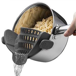 Kitchen Gizmo Snap 'N Strain Strainer, Clip On Silicone Colander, Fits all Pots and Bowls - Grey