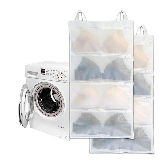 Laundry Bra Bags, 2pcs, Holds 8 most bra sizes, Cleans, Drys, Storage And Dust-proof 4-in-1, Cleans Better Than A Single Laundry Bag, High Storage Efficiency, Suitable For Washer Dryer And Closet