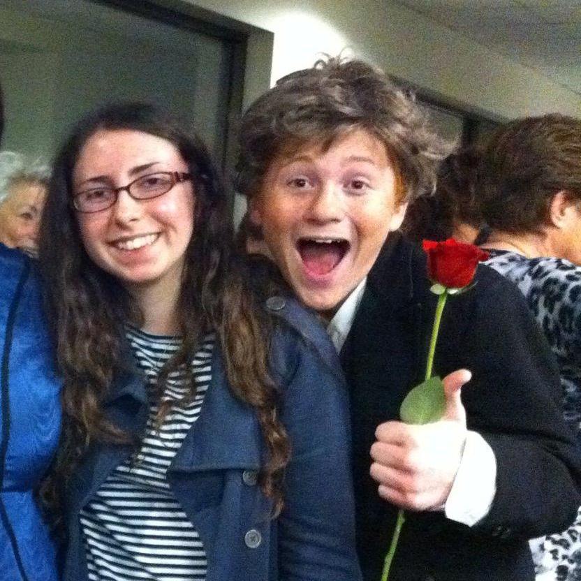 February 19, 2011 - JCHS Theater |
The first known photo of Hannah and Eli. Taken before they started dating and, coincidentally, on the same date they would get engaged 11 years later.