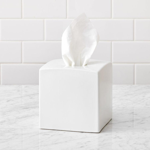 Mason Glazed Stoneware Tissue Box, True White