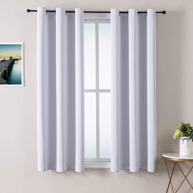 ChrisDowa Grommet Room Darkening Curtains for Bedroom and Living Room - 2 Panels Set Thermal Insulated Blackout Curtains (Greyish White, 42W x 63L)