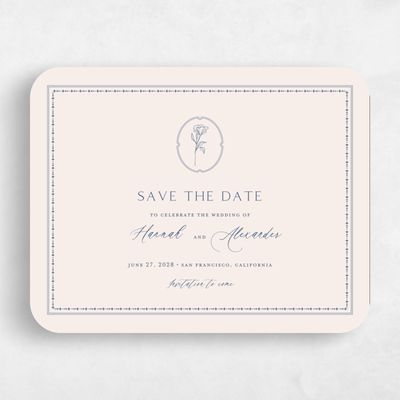 Blue Rounded Wedding Save the Date - Piran Landscape