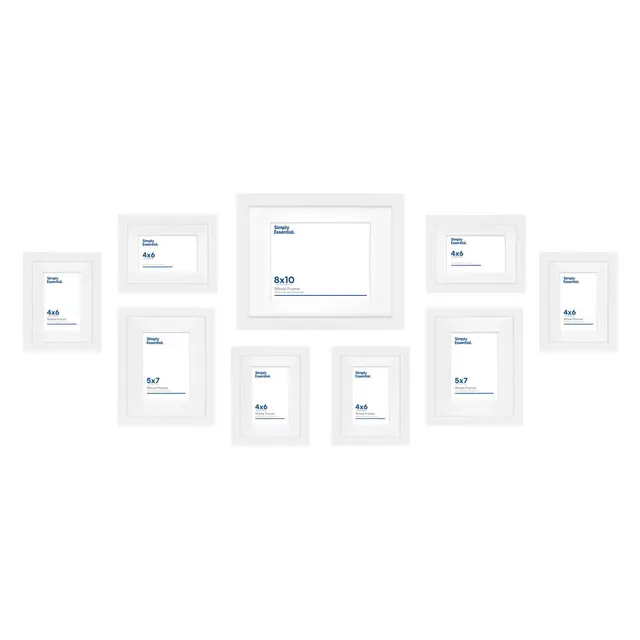 Simply Essential™ Gallery 9-Piece Matted Wood Picture Frame Set in White