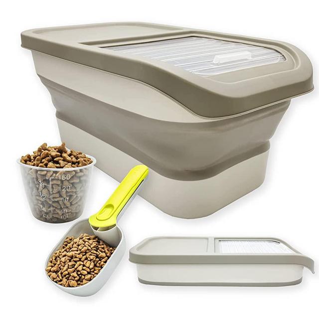 soclim Collapsible Dog Food Storage Container 13LB, Large Foldable Pet Food Storage Container with Lids, Airtight Dog Food Container with Measuring Cup and Scoop