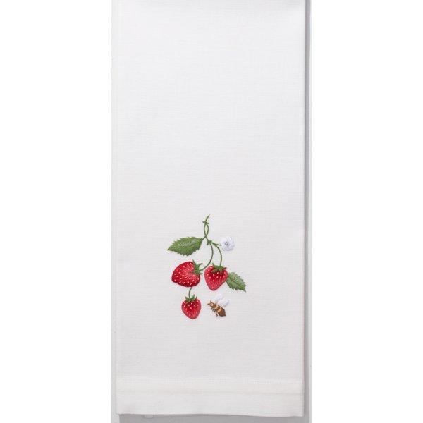 Strawberries and Bee Embroidered Kitchen Towel