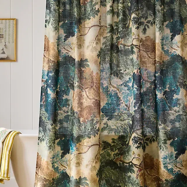 The Printed Cotton Slub Shower Curtain Collection